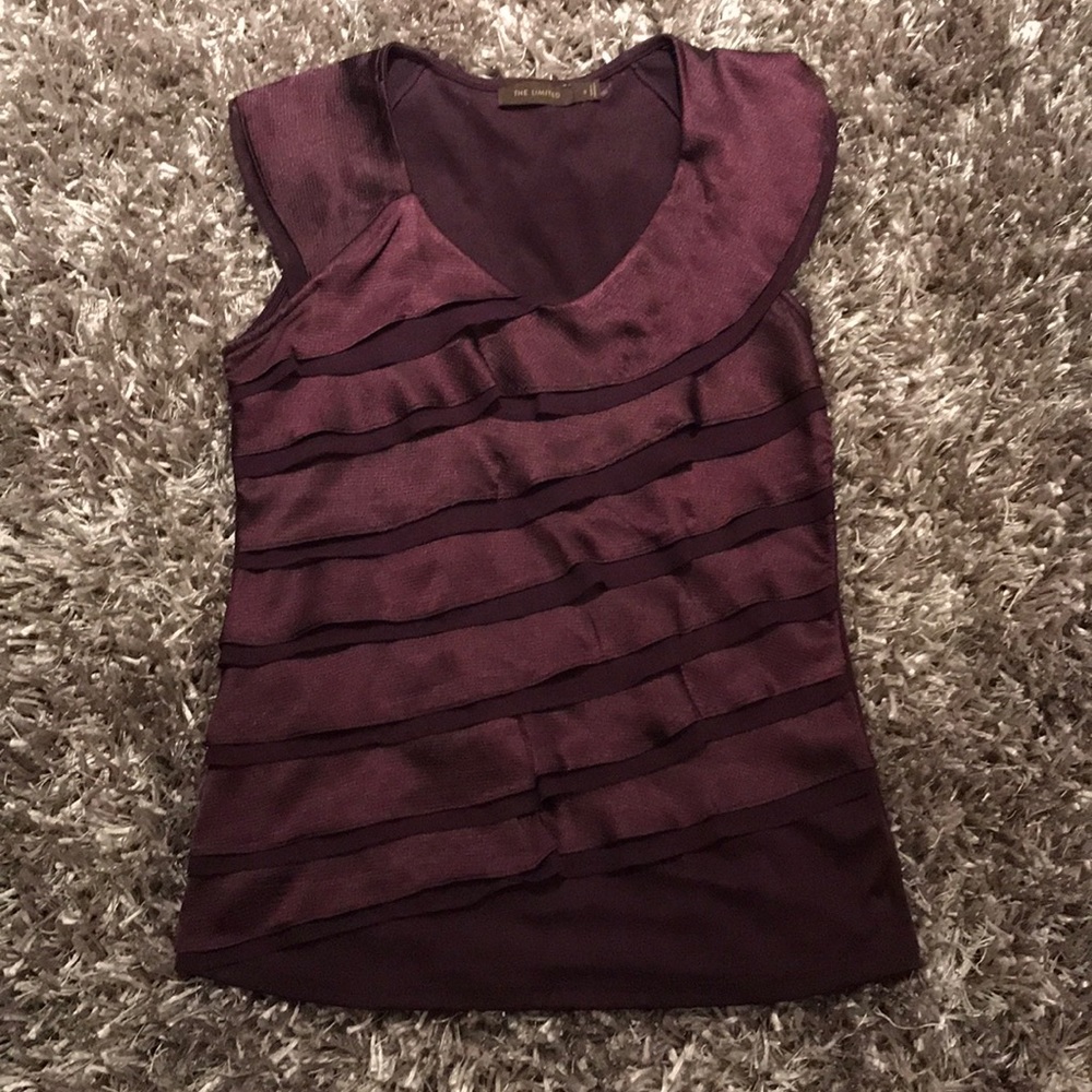 Burgundy Ruffled Sleeveless Shirt